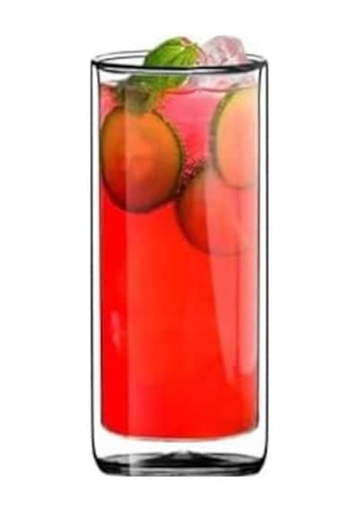 Yeni Tasarım, Çift Cidarlı Cam Su, Latte, Meşrubat, Smoothie Bardağı, 270 Ml, 1 Adet - 12325 Açık Kırmızı