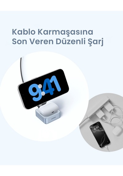 Ugreen Magflow 2-in-1 25w Magnetik Wireless Magsafe Kablosuz Şarj Standı, 55960b