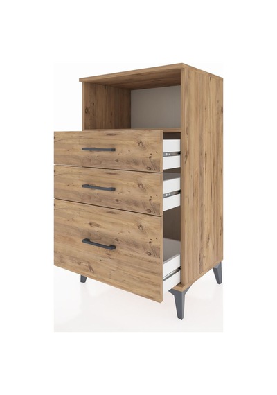 Hyperion Komodin Tek Raflı 3 Çekmeceli 60x44x106 Çam-çam Çam