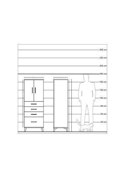 Hyperion Dolap 2 Raflı 4 Çekmeceli 2 Kapaklı 60x44x163 Aytaşı-antrasit Aytası