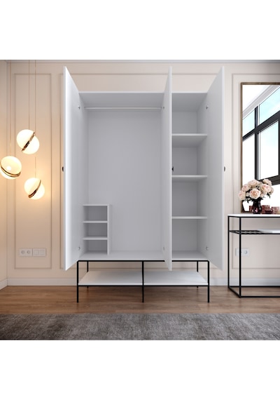 Pasific Home Martin 3 Kapaklı Gardırop Elbise Dolabı Parlak Beyaz