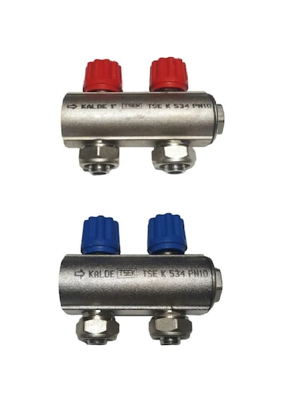 Kalde 1" Kendinden Vanalı Kollektör Set (Mavi-Kırmızı)