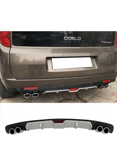 Fiat Doblo Gri Difüzör 4 Krom Egzoz Görünümlü Difizör Arka Ek Body Kit 2012 - 2015 Uyumlu