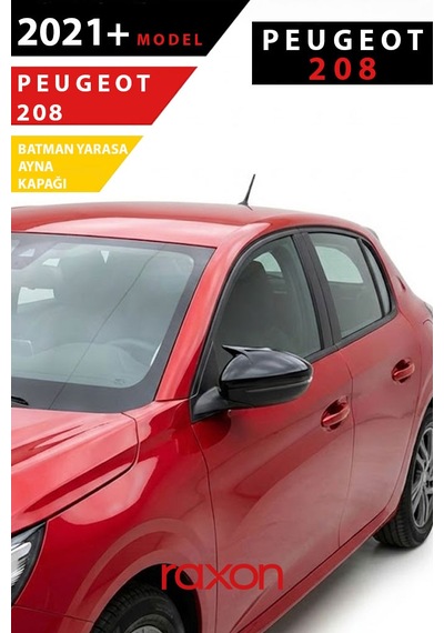 Peugeot 208 2021+ Batman & Yarasa Ayna Kapağı Parlak Piano Black Sport