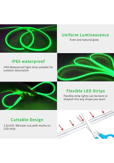 16 Ft Led Neon Işıklar Uzaktan Uygulama Kontrolü Ip65 Su Geçirmez Esnek Neon Led Şerit Işıklar 12 V Rgb Led Neon Halat Işıklar Yatak Odası Oda Dış Mekan Dekorasyonu İçin