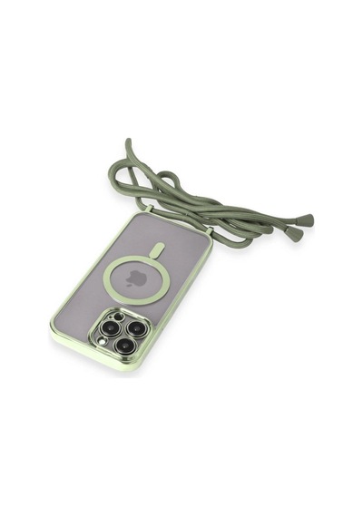 Apple İphone 13 Pro Kılıf Divo Lazer Askılı Magsafe Kapak - Koyu Yeşil Çok Renkli