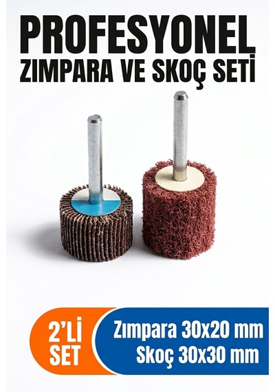30x20 Zımpara + 30x30 Mm Skoç Seti 2 Adet Matkap Ucu Temizleme Ve Parlatma Mopu