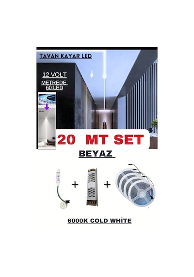 Tavan Akışkan Piksel Kayar Led Sistemi 12 Volt Kit / 20 Metre /6000k Beyaz