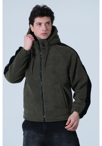 Pique Erkek Mont Erkek Oversize Peluş Mont Haki