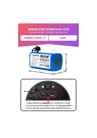 Eufy Robovac G30 Uyumlu Batarya Maksimum Kapasite 3500mah Robot Süpürge Batarya Değişimi