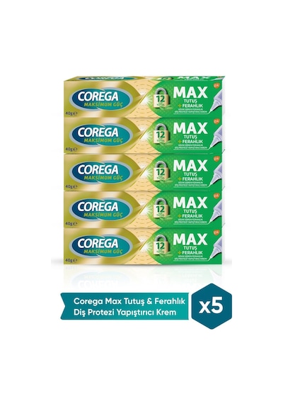 Max Tutuş & Ferahlık Diş Protezi Yapıştırıcı Krem 40g X 5 Adet