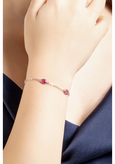 Pembe Rüya 18 Ayar Sarı Altın Kaplama 19 Cm Gümüş Minimal Bileklik Beyaz