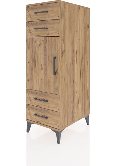 Kronos Dolap 2 Raflı 4 Çekmeceli Tek Kapaklı 44x59x134 Çam-çam Çam