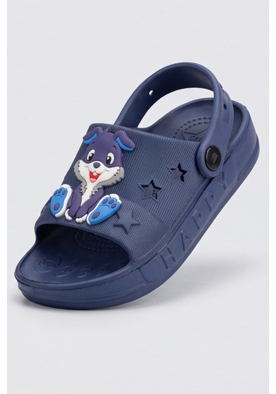 Hopkid - Sevimli Tavşan Figürlü Kız Erkek Çocuk Sandalet Terlik - Arkadan Bantlı, Kaymaz Tabanlı... Lacivert