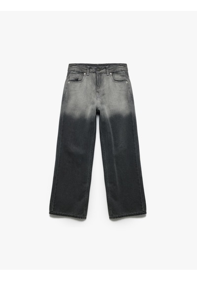Koton Pamuklu Cepli Wide Leg Jean Pantolon Gri 6wkg40033ad Gri