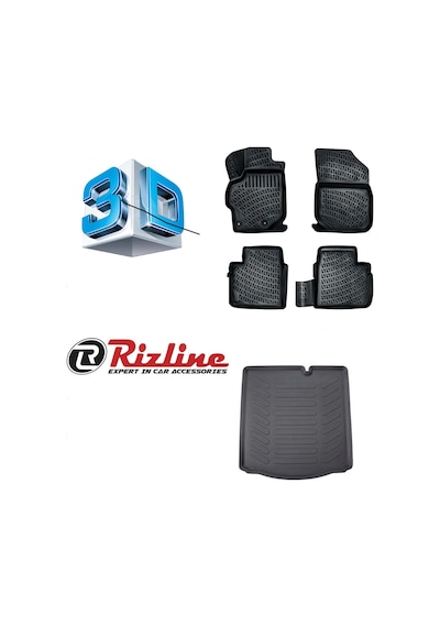 Rizline Citroen C-Elysee 3D Havuzlu Paspas + Bagaj Havuzu Seti