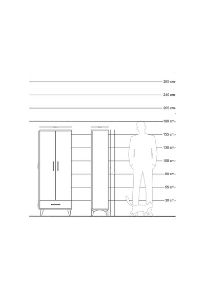 Arges Dolap 4 Raflı Tek Çekmeceli 2 Kapaklı 60x30x163 Antrasit-çam Antrasit