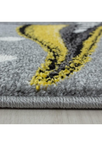 Sevimli Peri Atı Desenli Soft Çocuk Halısı Gri Sarı Beyaz Renklerde Gri - Sarı
