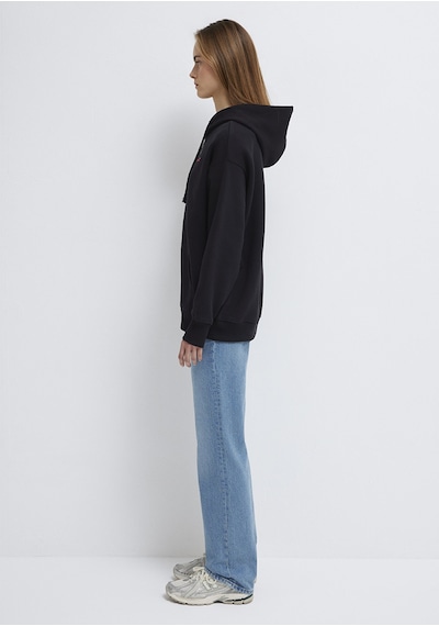 Mavi - Mavi Logo Baskılı Kapüşonlu Siyah Sweatshirt 1s10531-900 Siyah