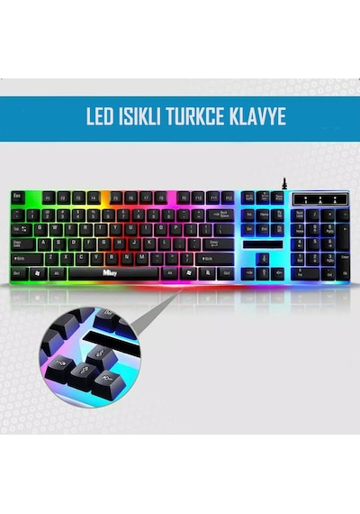 Mkey MK-111 LED Kablolu Oyuncu Klavye Mouse Set