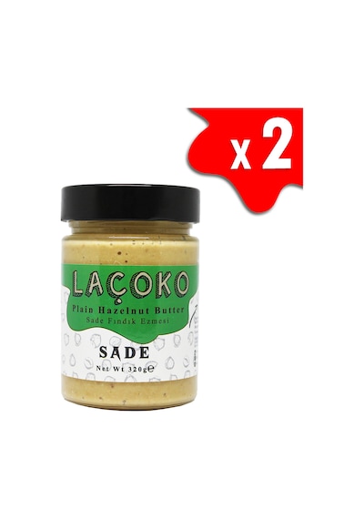 Laçoko Şekersiz Katkısız Glutensiz Vegan Doğal Sade Fındık Ezmesi 2 x 320 G