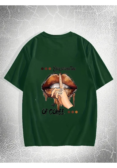 Unisex Enjoy Personel Time Baskılı Tasarım Tshirt Yeşil
