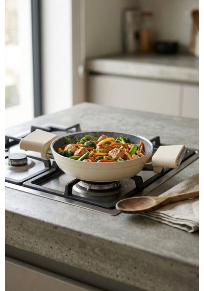 Cooker Cliff 18 Cm Seramik Kaplama Sahan Krem Ckr4642