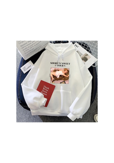 Tarzsokak Beyaz Sabrina Carpenter Hoodies Kısa 'tatlı Tur Rahat Singer Dera