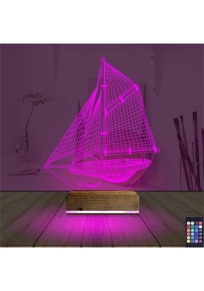 Luvivia Gemi Kaptan Kişiye Özel 3d Lamba - Masa Gece Lambası V1 Şeffaf