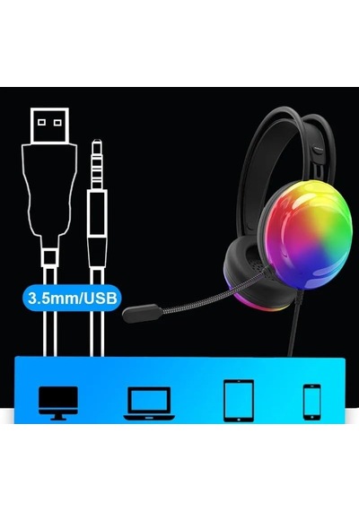 Thinkplus G30b Siyah Rgb Oyuncu Kulaklığı,gaming,7.1 Surround,ışıklı,kulak Üstü Kulaklık