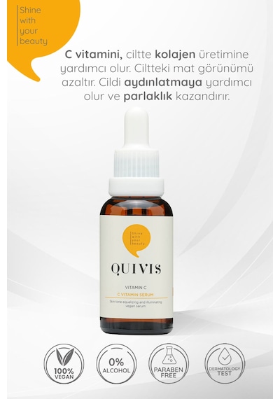 Quivis Cilt Tonu Eşitleyici Gözenek Sıkılaştırıcı Vitamin C Serum 30 ML