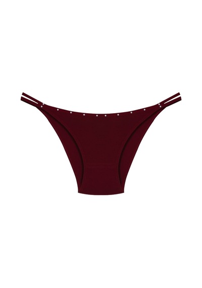New Lilla 1025 Çift İp-Taş Detaylı Bikini Külot Paketi 1025-V2 - Bordo Beyaz Lacivert - Standart Çok Renkli