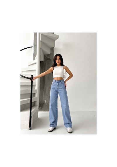 Kene Jeans Buz Kar Likralı Boyfriend Bol Paça Denim Pantolon Buz Kar
