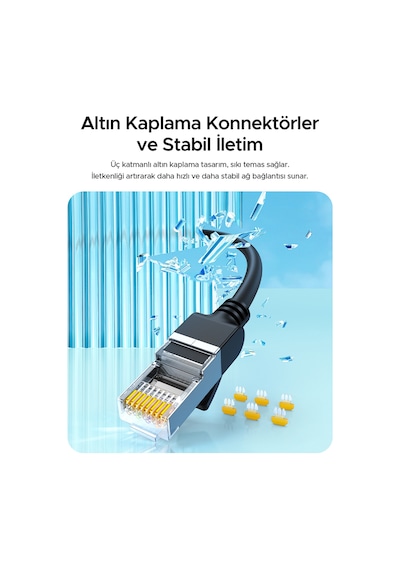 Ugreen Cat6 Flat Pure Copper Metal Konnektör Utp Ethernet Kablosu 2 Metre, 50185