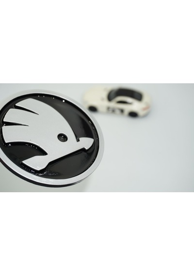 Dk Tuning Skoda Ön Kaput 9cm Yeni Nesil Gri Siyah Logo Amblem