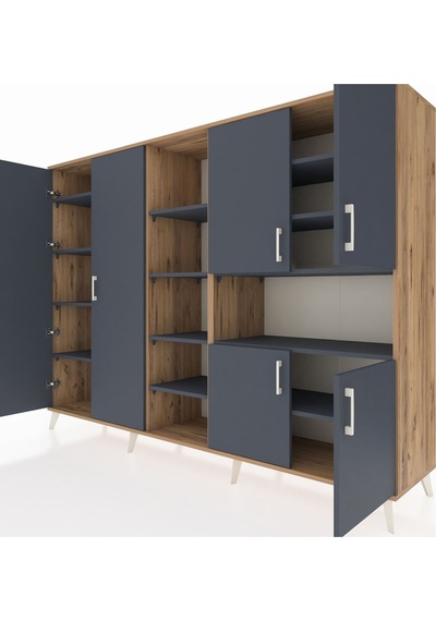 Hyperion Dolap 13 Raflı 6 Kapaklı 220x44x163 Çam-antrasit Antrasit - Atlas Çam Hyperion Dolap 13 Raflı 6 Kapaklı 220x44x163 Çam-antrasit Antrasit - Atlas Çam