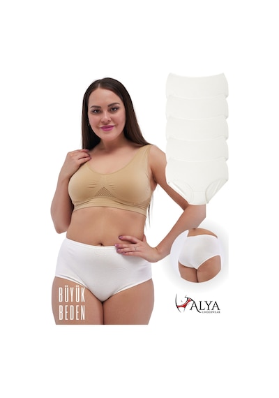 Alya Underwear Kadın Extra Battal Külot - 5 Adet Beyaz 8xl, 9xl, 10xl Beyaz