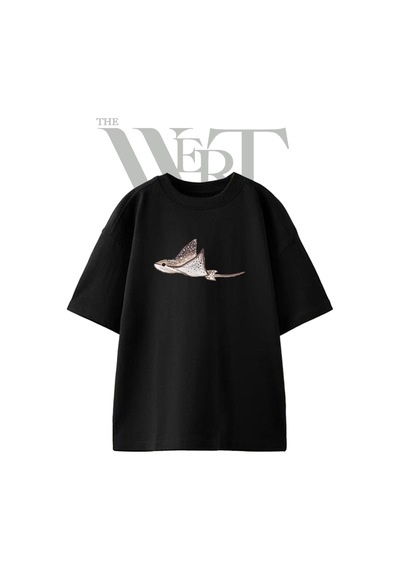 Thewert Spotted Ray Tasarım Baskılı Ünisex Siyah Oversize T-shirt