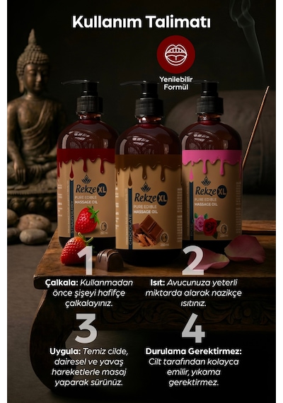 Aromaterapi Masaj Yağı 3 Lü Set Büyük Boy 250 Ml Çilek, Çikolata Ve Gül Esanslı Yağ - 502112197