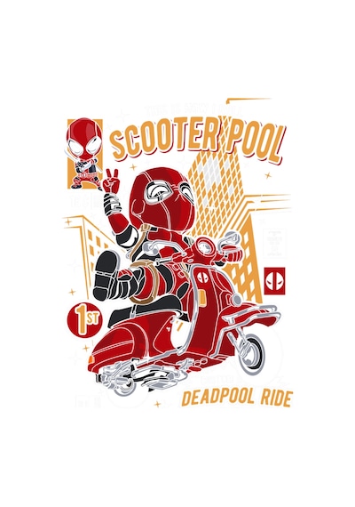 Paybuy Kadın Oversize Grafik Baskılı Tişört Scooter Temalı Retro Slogan Siyah
