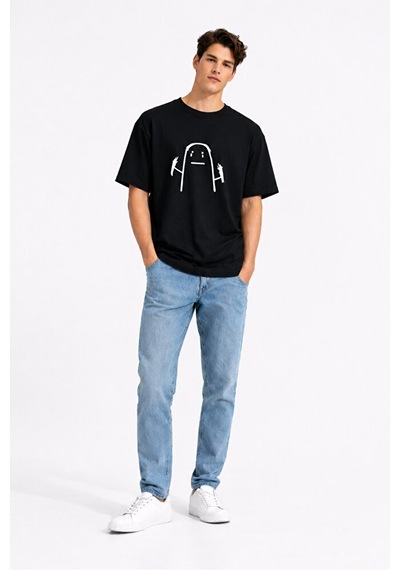 Nevermind Saç Yolma Temalı Çift Kombini Oversize Unisex Tişört Sevgili Tişö Siyah