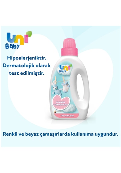 Uni Baby Aktif Sıvı Deterjan 1500 ML 3'lü + Uni Baby Yumuşatıcı 1500 ML 3'lü