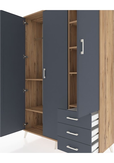 Hyperion Dolap 6 Raflı 3 Çekmeceli Tek Askılı 132x44x195 Çam-antrasit/antrasit Antrasıt/antrasıt Hyperion Dolap 6 Raflı 3 Çekmeceli Tek Askılı 132x44x195 Çam-antrasit/antrasit Antrasıt/antrasıt
