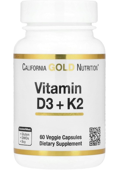 California Gold Nutrition Vitamin D3 + K2, 5000 Iu 60 Veggie Caps