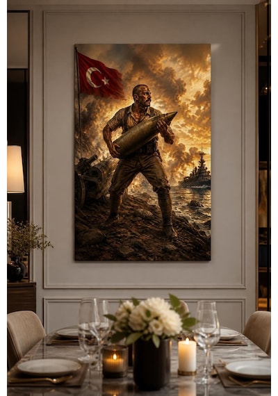 Türk Askeri Temalı Baskılı Cam Tablo Uv Baskı Dekoratif Duvar Tablosu