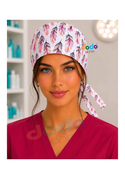 Pembe Tüy Desenli Cerrahi Bone , Medikal Bone , Doktor, Hemşire, Diş Hekimi Ve Veteriner Bonesi Kırmızı