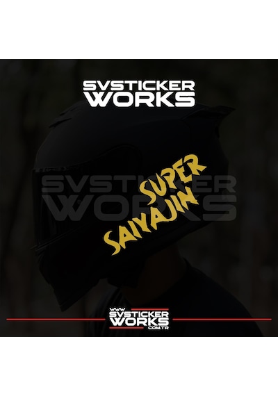 Super Saiyajin Yazılı Kask Sticker Tüm Kasklar Uyumlu Tek Yön 1 Adet Altın