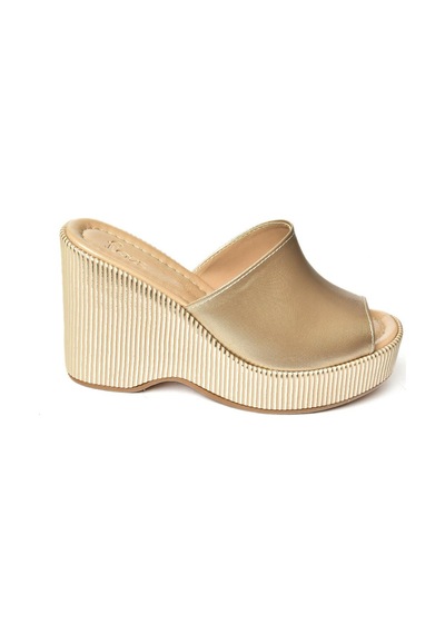 Fox Shoes Altın Dolgu Topuklu Kadın Terlik K250101509
