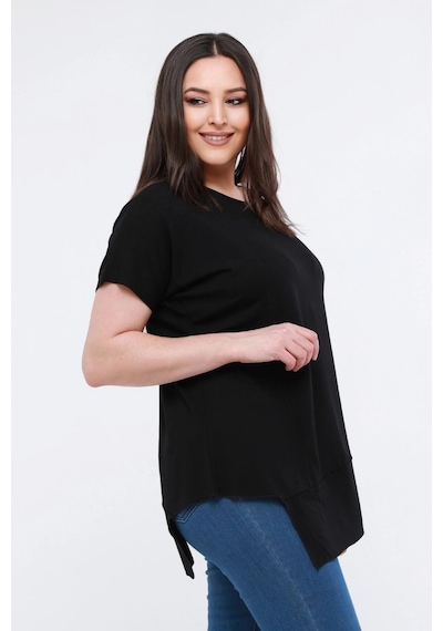 Aytemas Eteği Asimetrik Basic Bluz Turuncu