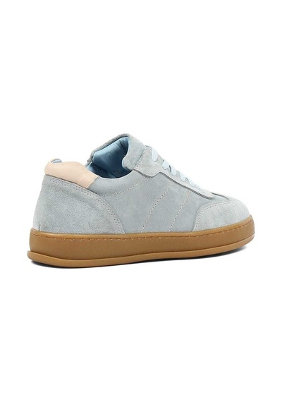 Kadın Mavi Kalın Tabanlı Süet Deri Sneaker